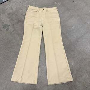 Vintage 70s Hara Western Slacks Flare Rockabilly Pants Tan 33x29